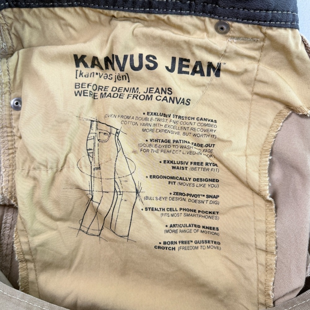 Kuhl Mens Kanvas Jeans 36x32 Khaki Cotton Stretch Outdoor Hiking Workwear - Picture 9 of 12